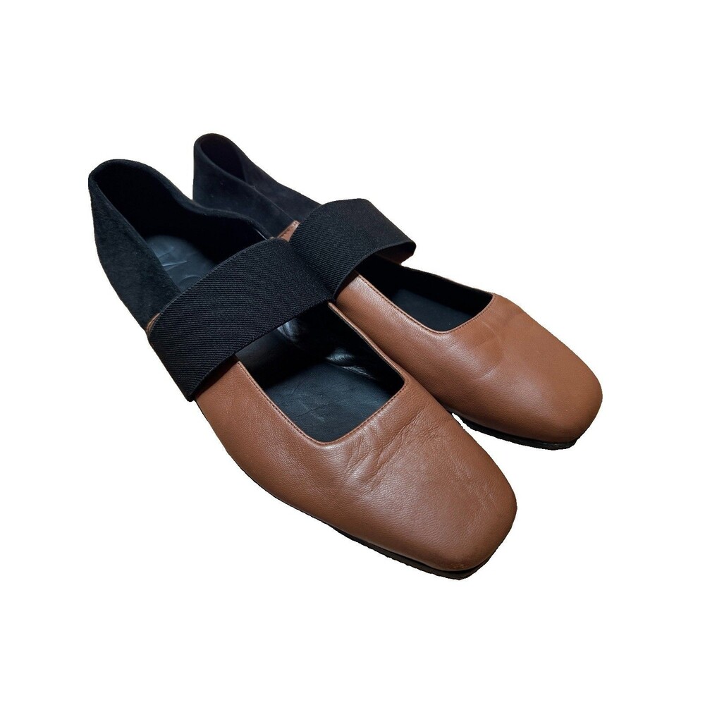 M.Gemi Italian Leather Ballare Ballet Flats Women Sz 40.5 US 9.5 Black Brown